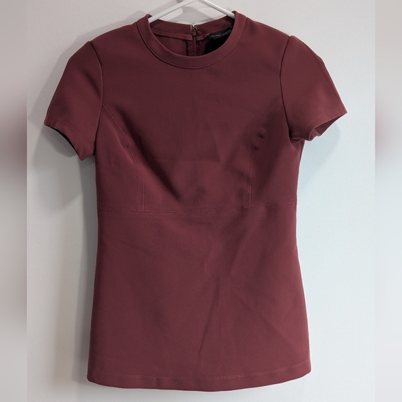 Babaton Tops - Aritzia Babaton 1-01 Autio Structured Short Sleeve Maroon RN122354, Size X-Small